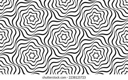 Abstract Seamless Wavy Lines Pattern. Black and White Texture. Vector Art.