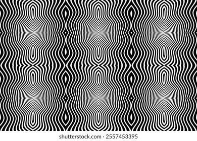 Abstract Seamless Wavy Lines Pattern. Black and White Texture. Vector Art.