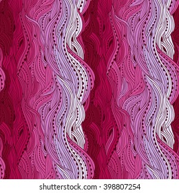 Abstract seamless wavy pattern, hand-drawn waves vector, pink wave background, Eps 8