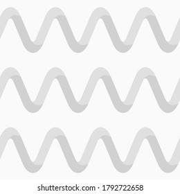 Abstract seamless wavy pattern, wavy ribbon lines. Sound waves. Vector gray color striped background.