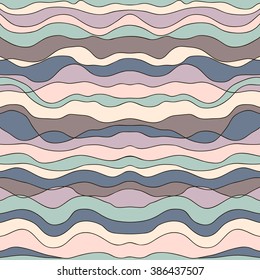 Abstract seamless wavy pattern. Vector hand drawn retro texture