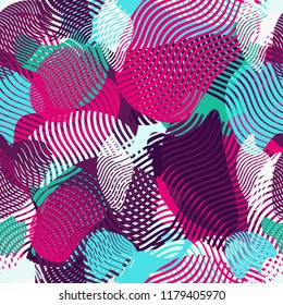 Abstract seamless wavy spots pattern. Гrban repeated backdrop for textile, wrapping paper.