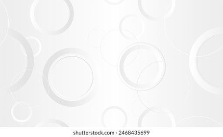 Abstract seamless white background, wall design with circles and geometric white light stripes, dimensional feel of luxury and gradient shine of gray.