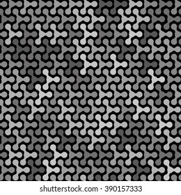 Abstract Seamless White, Black, Gray Chaotic Geometric Pattern. Metaball Shapes On Black Background. Vector Illustration. EPS10.