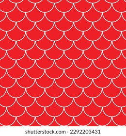 abstract seamless white fish scale pattern with red bg.