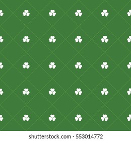 Abstract Seamless White and Green Shamrock Pattern - Saint Patrick's Day Card or Background Vector Design
