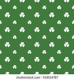 Abstract Seamless White and Green Shamrock Pattern - Saint Patrick's Day Card or Background Vector Design