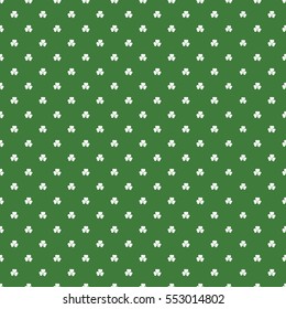 Abstract Seamless White and Green Shamrock Pattern - Saint Patrick's Day Card or Background Vector Design