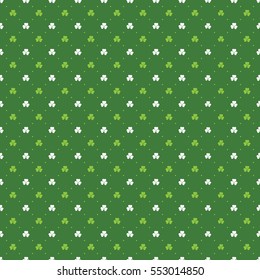 Abstract Seamless White and Green Shamrock Pattern - Saint Patrick's Day Card or Background Vector Design