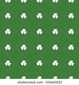 Abstract Seamless White and Green Shamrock Pattern - Saint Patrick's Day Card or Background Vector Design