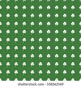 Abstract Seamless White and Green Shamrock Pattern - Saint Patrick's Day Card or Background Vector Design