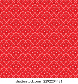 abstract seamless white mermaid scale pattern with red bg.