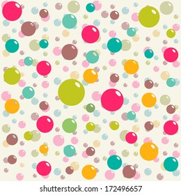 Abstract seamless white pattern with colorful  balls (vector)