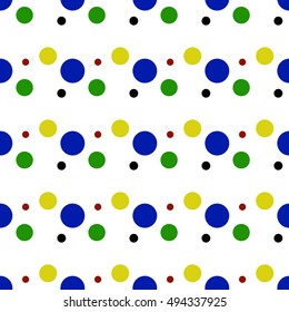 Abstract seamless white pattern with colorful balls (vector)