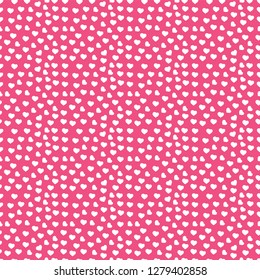 Abstract Seamless White and Pink Hearts Pattern - Valentine's Day Card or Background Vector Design