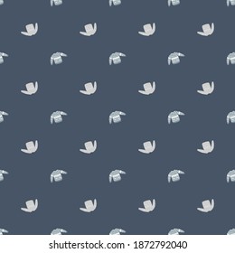 Abstract seamless winter pattern with wool sweater blue elements. Pale dark blue background. Flat vector print for textile, fabric, giftwrap, wallpapers. Endless illustration.