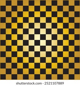 Um vetor de padrão amarelo e preto transparente abstrato com xadrez. Padrão de arte de parede de tabuleiro de xadrez oriental étnico geométrico. Design para fundo, papel de parede, piso, envoltório, tecido e impressões têxteis.