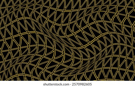 abstract seamless yellow outline triangle wave pattern on dark suitable for background.