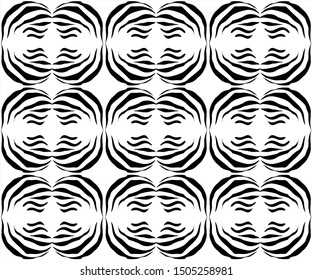 Abstract Seamless Zebra Pattern. Ornamental Geometric Pattern. Black and White Animal Skin Pattern, Background. Trendy Vector Wallpaper.