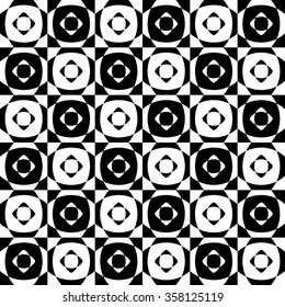 Abstract seamlessly repeatable pattern with checkered tiles. Monochrome, simple minimal geometric background. Vector