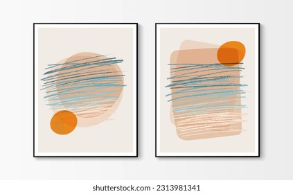 Abstract seascape digital print, Collection wall art, Interior objects, Home decoration, Art prints, Vector illustration.