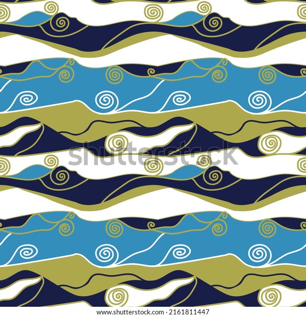 abstract seascape pattern in tones of green-blue and white wallpaper.