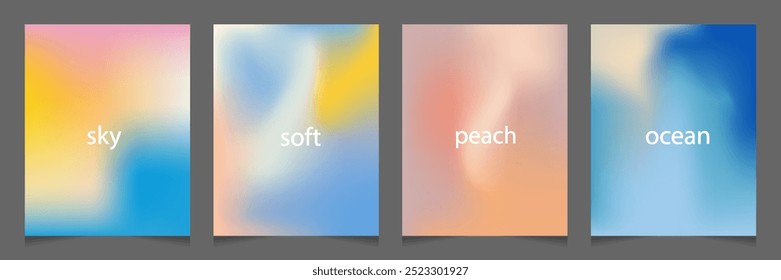Abstract seaside, beach aerial stories set. Ocean landscape top view. Sea waves. Pastel colored vertical vector banner. vector