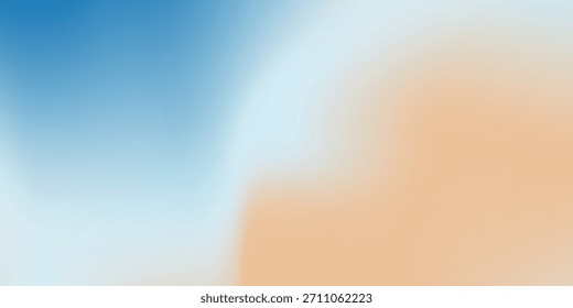 Abstractas playa. Textura del Vector del paisaje del océano. Estético fondo degradado azul y beige. Patrón borroso de las olas del mar. Sol, nubes, rayos. Anuncio ancho de la brisa del océano