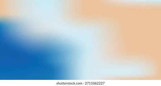 Abstractas playa. Textura del Vector del paisaje del océano. Estético fondo degradado azul y beige. Patrón borroso de las olas del mar. Sol, nubes, rayos. Anuncio ancho de la brisa del océano