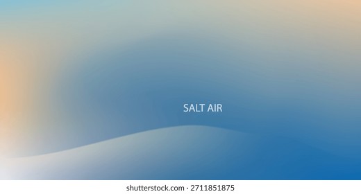 Abstractas playa. Textura del Vector del paisaje del océano. Estético fondo degradado azul y beige. Patrón borroso de las olas del mar. Sol, nubes, rayos.
