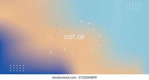 Abstractas playa. Textura del Vector del paisaje del océano. Estético fondo degradado azul y beige. Patrón borroso de las olas del mar. Sol, nubes, rayos. Anuncio ancho de la brisa del océano