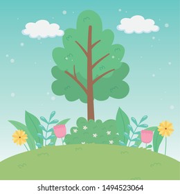Abstract and season tree vector design