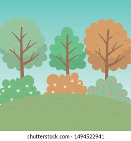 Abstract and season trees vector design