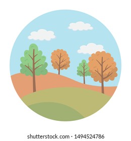 Abstract and season trees vector design