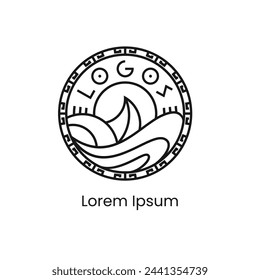 An abstract sea-themed logo with a classic and elegant style.