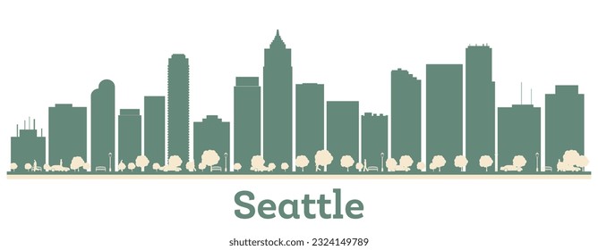 Abstract Seattle City Skyline with Color Buildings. Vector Illustration. Business Travel and Tourism Concept with Modern Buildings.