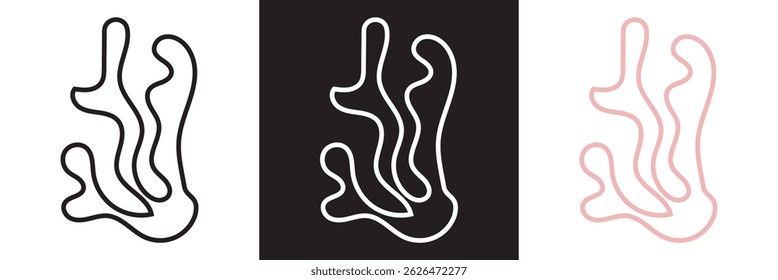 Abstract seaweed aesthetic element and coral.  Ocean plants, icon. underwater marine flora. Vector for websites, mobile interfaces, presentations, banner, visual branding etc. EPS 10