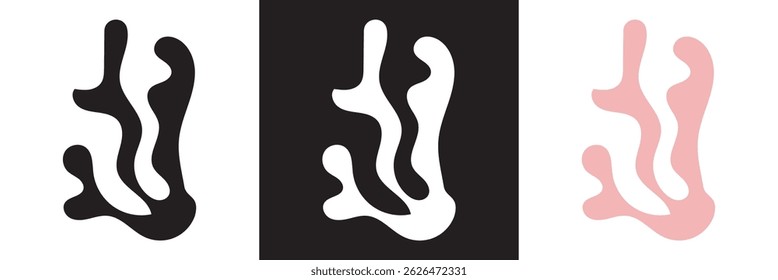 Abstract seaweed aesthetic element and coral.  Ocean plants, icon. underwater marine flora. Vector for websites, mobile interfaces, presentations, banner, visual branding etc. EPS 10