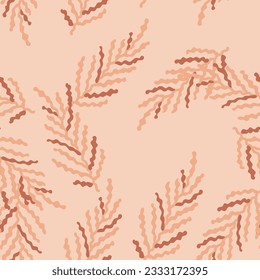 Abstract seaweed backdrop. Organic fern leaves seamless pattern. Simple style botanical background. Decorative forest leaf wallpaper. For fabric design, textile print, wrapping paper, cover.