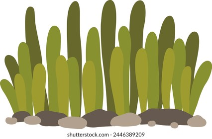 Abstract seaweed, sea grass and coral illustration for decoration on marine life, aquatic plant and ocean concept.