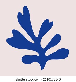 Abstract seaweed silhouette cut out. Flat vector illustration of organic plant in collage technique isolated. Inspired by Henri Matisse.