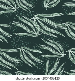 Abstract seaweeds seamless pattern. marine plants wallpaper. Underwater foliage backdrop. Design for fabric, textile print, wrapping, cover. Vector illustration.