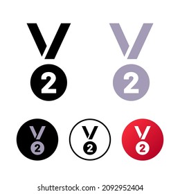 Abstract Second Medal Icon Illustration