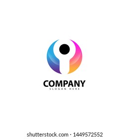 Abstract secure logo design made of color pieces