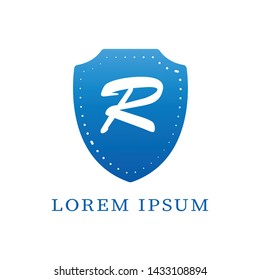 Abstract secure shield logo design - various geometric shapes - Security visual identity - Blue Shield - Security Logo template Monogram design elements Business sign identity vector illustration