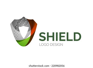 Resumen diseño de logotipo de escudo seguro hecho de piezas de color - varias formas geométricas