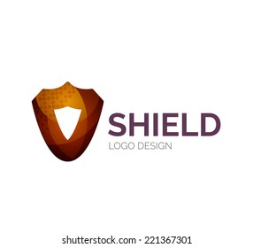 Abstract secure shield logo design made of color pieces - various geometric shapes