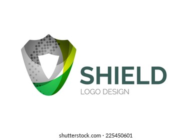 Abstract secure shield logo design made of color pieces - various geometric shapes
