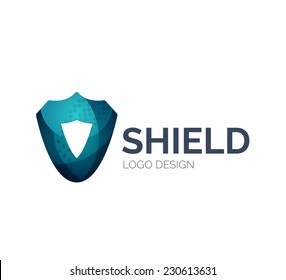 Abstract secure shield logo design made of color pieces - various geometric shapes