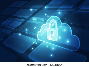 Abstract Security Cloud Technology Background. Illustration Vector